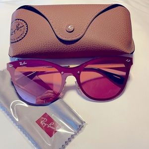 Ray-Ban Blaze Cat eye pink mirror and gold